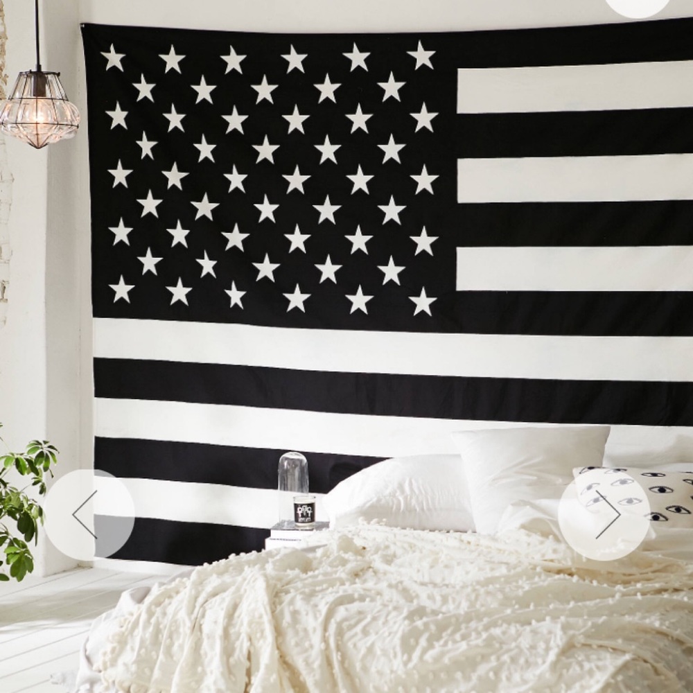 Urban Outfitters B&W American Flag Tapestry
